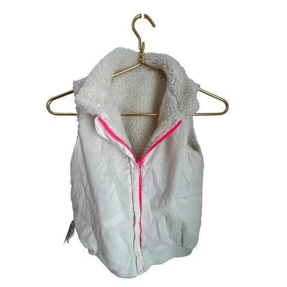 Gap Kids Army Green Utility Jacket Medium Faux Fur Lined Hood Coat Removal Vest - Picture 6 of 12